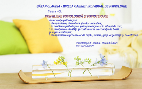 Cabinet individual de psihologie si psihoterapie - Claudia - Mirela Gatan Caracal